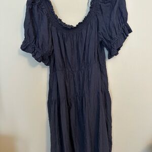 Old Navy Navy Blue Puff Sleeve Midi Dress